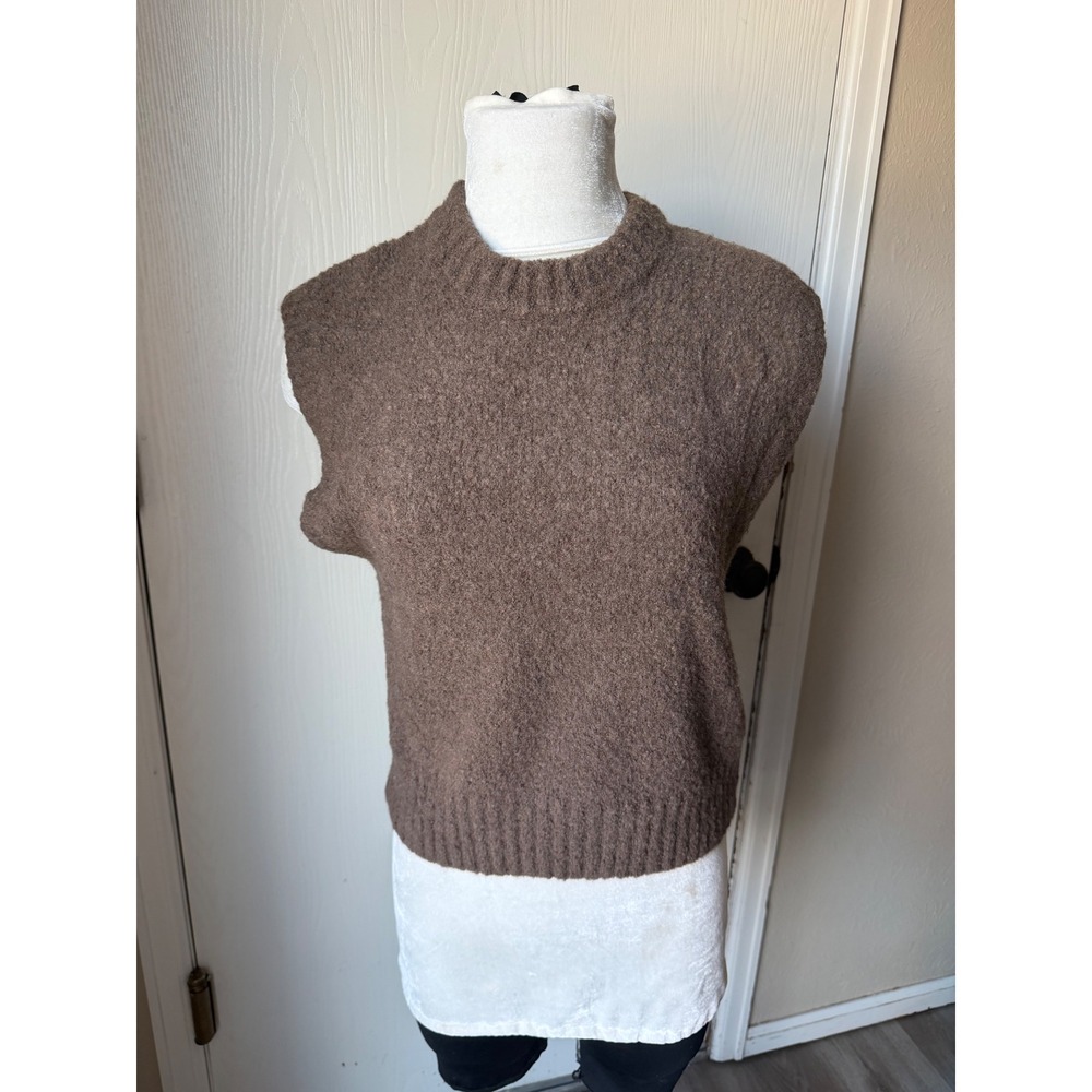 Madewell Brown Marled Knit Sweater Vest Crew Neck Sleeveless Top Small